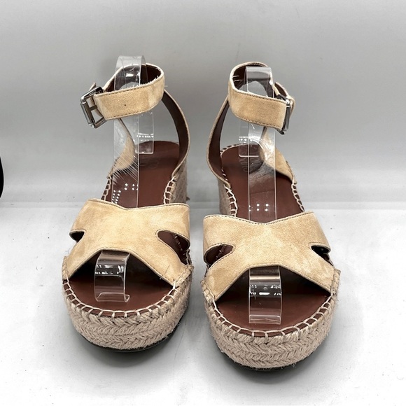 Franco Sarto Pellia Espadrille Sandals Size 10M Sand Suede Wedge Ankle Strap - Picture 4 of 10